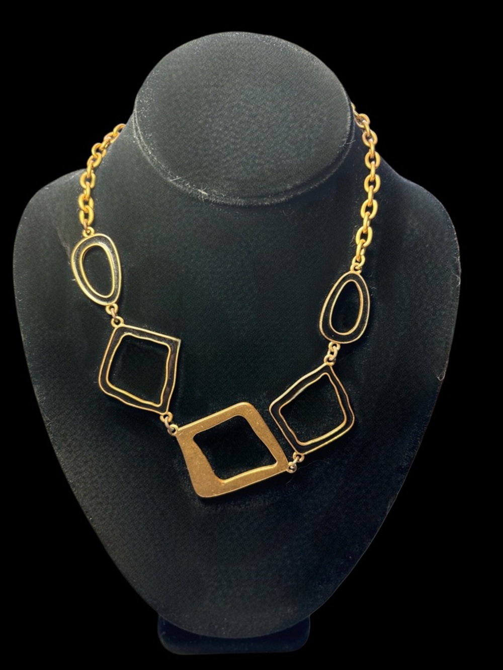 Premiere Designs Gold & Black Necklace Abstract Geometric  Adjustable 18-20”